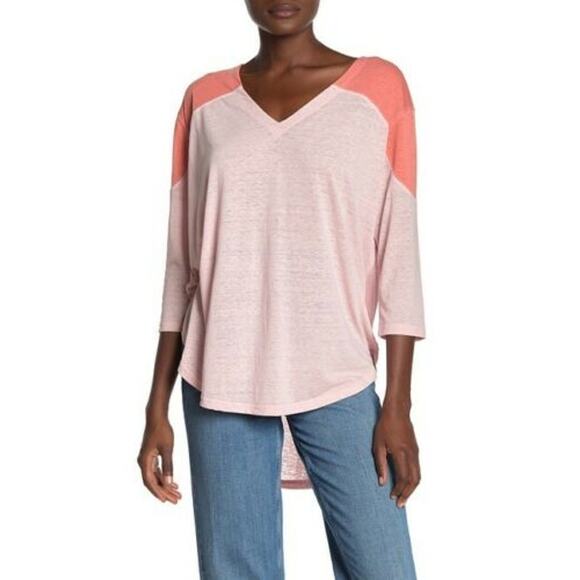 We The Free Womens Top Size M Major Leagues Pink Orange Combo Colorblock Knit - Picture 1 of 10